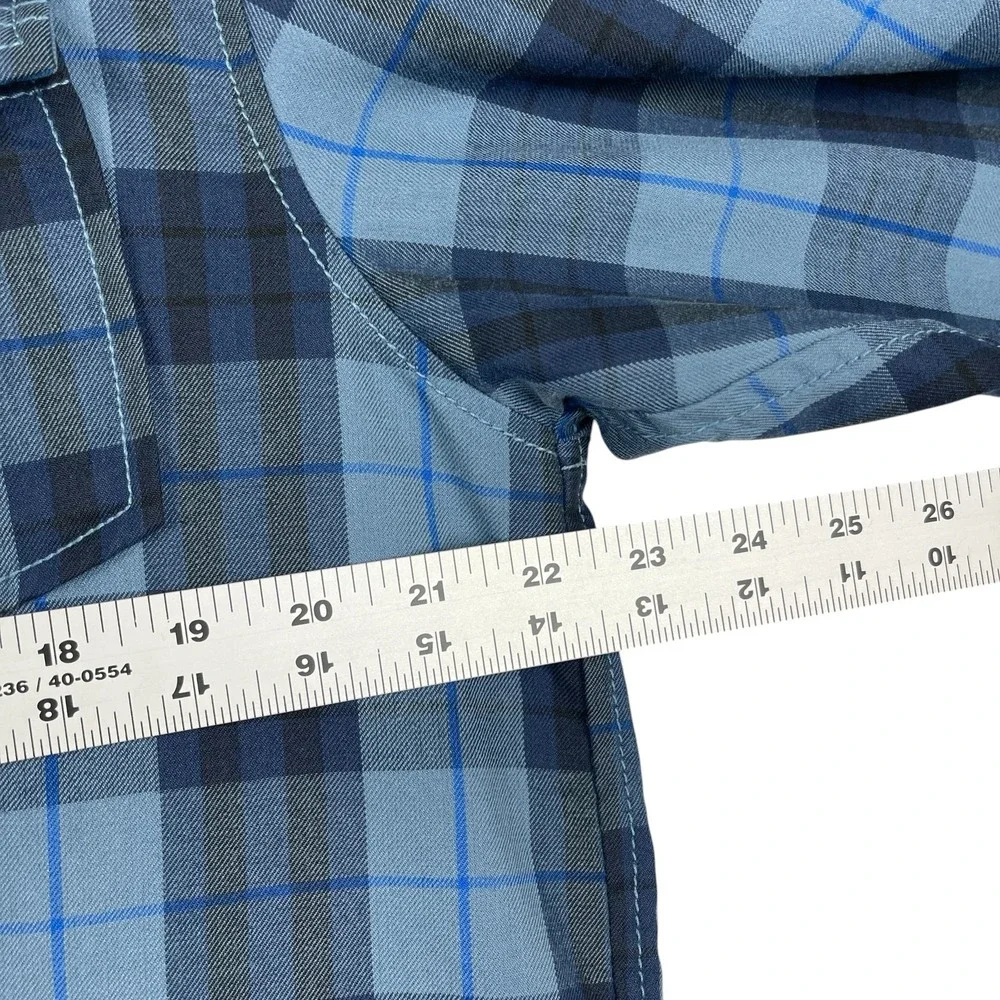 The North Face Flannel Shirt Men's Medium Blue Plaid Button Up Long Sleeves